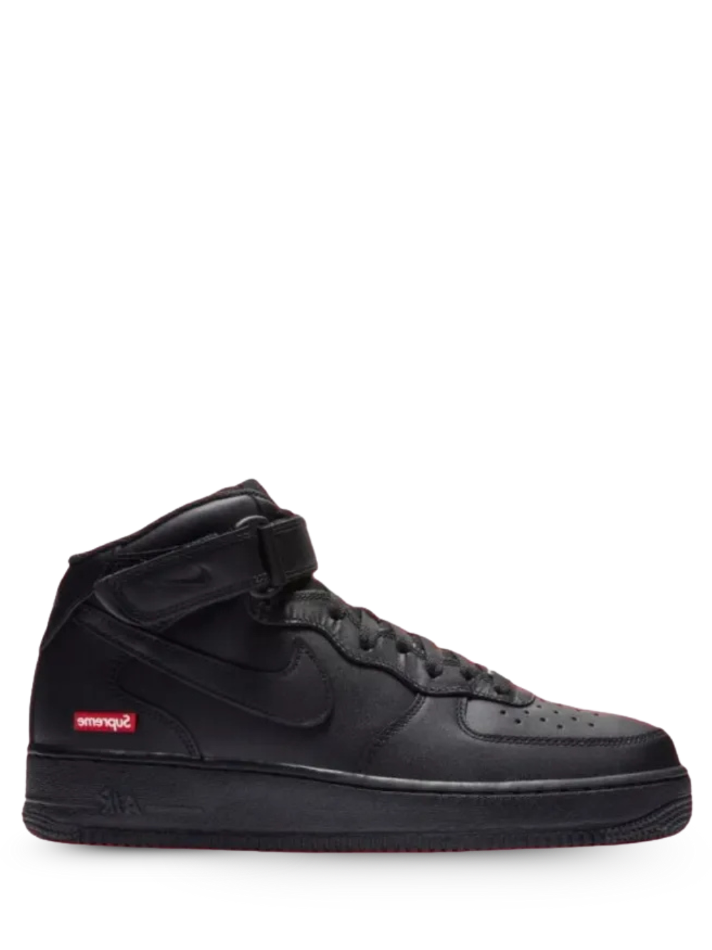 Supreme x Nikee Airforce 1 Mid Leather All Black 1st leather