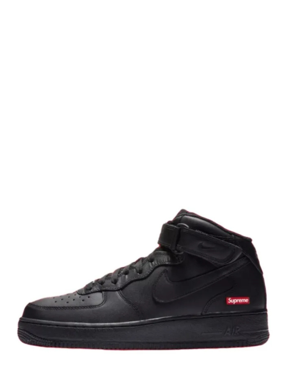 Supreme x Nikee Airforce 1 Mid Leather All Black 1st leather