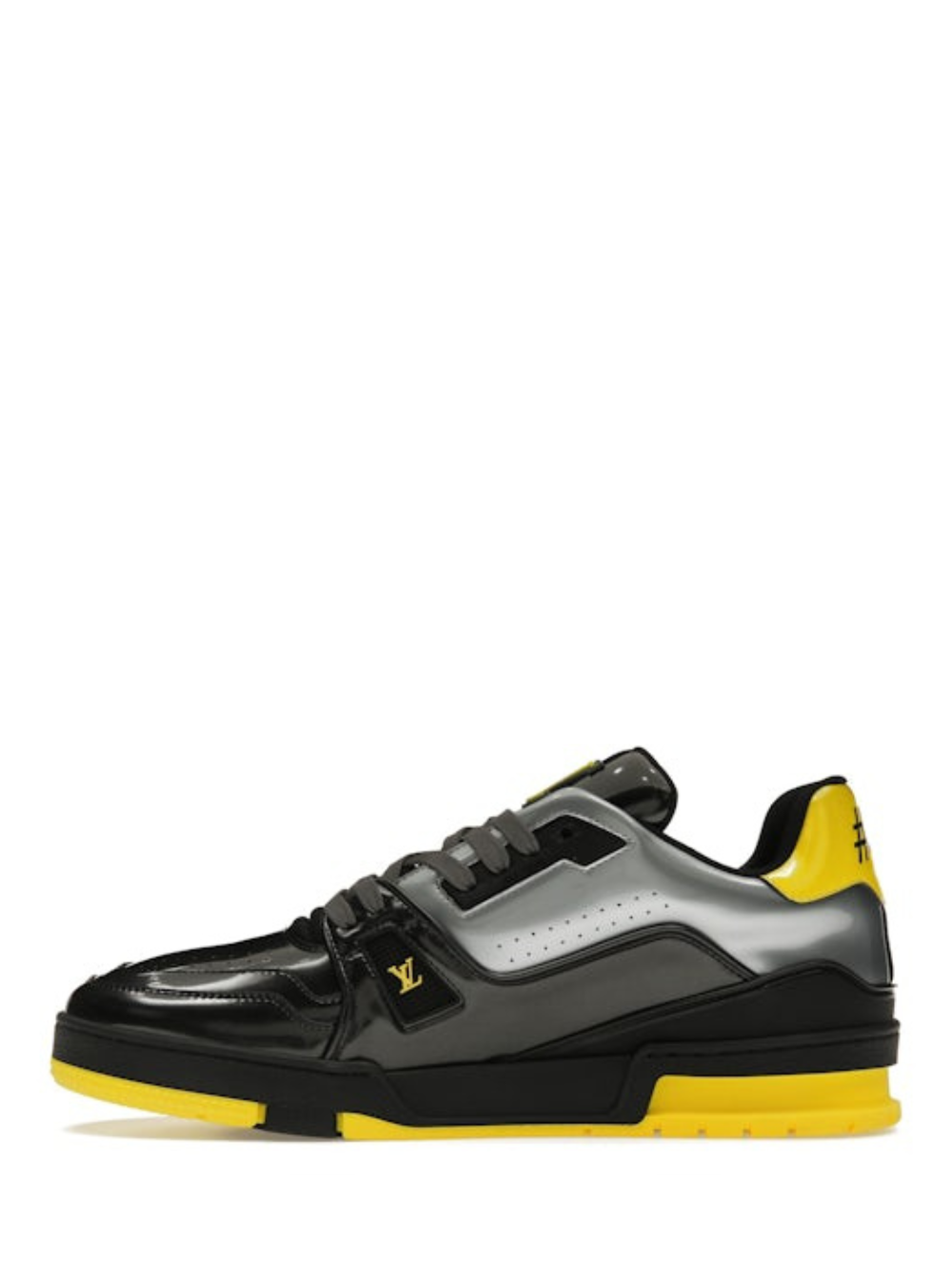LOUIS VUITTON TRAINER SNEAKERS IN BLACK PATENT CANVAS