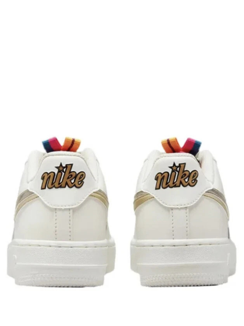 Nikee airforce 1 low double swoosh silver gold
