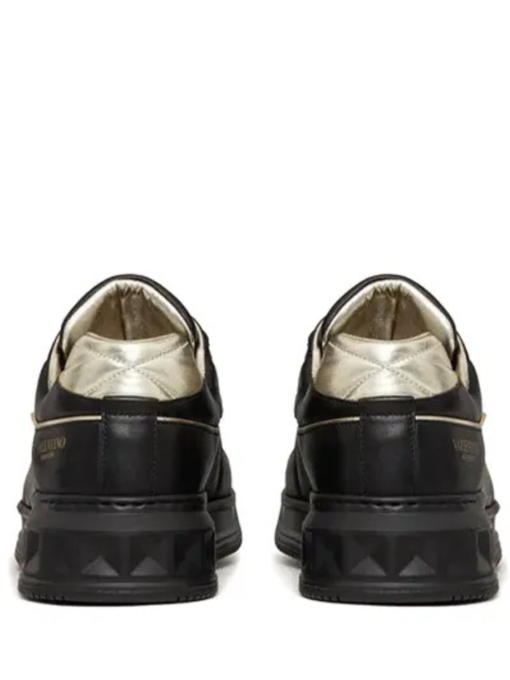.Valentino garavani one stud low top nappa sneaker black metallic gold